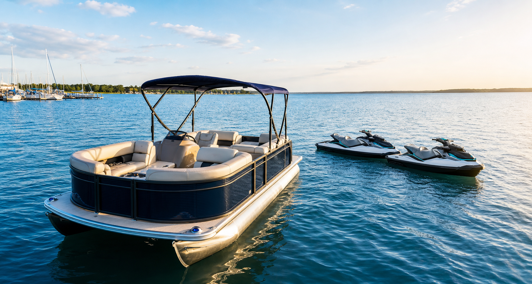 Premium boat and jet skis on Lake Lewisville